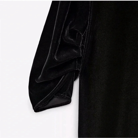ZARA DRAPED VELVET DRESS SIZE M - Picture 6 of 9